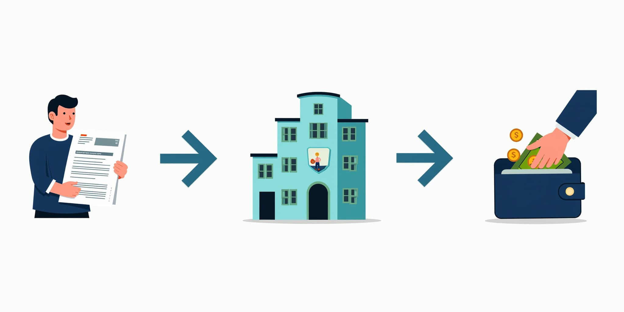 ファクタリングの3ステップ: 売掛金発生 → ファクタリング会社に売却 → 現金化